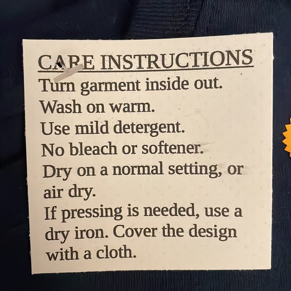 Christmas themed, navy long sleeve Guildan t-shirt with silver sparkle "JOY" - Picture 5 of 5